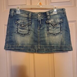 Anchor Blue Distressed Denim Mini Skirt